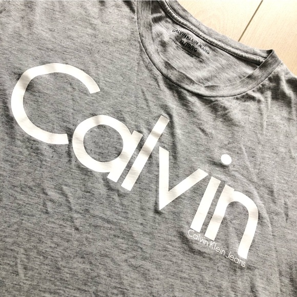 Calvin Klein Jeans Logo T Shirt in Grey - Picture 4 of 8